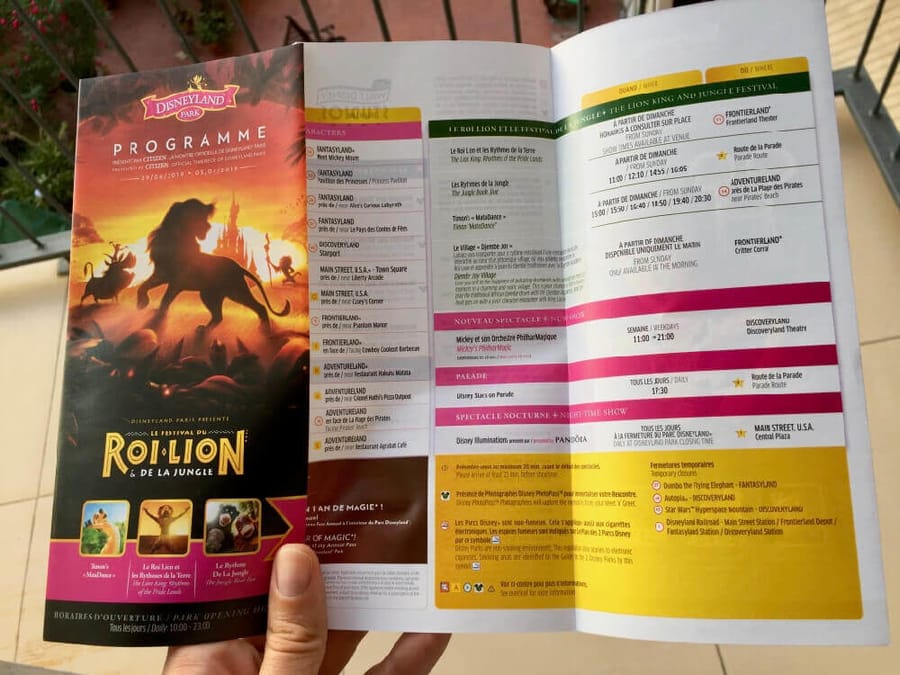 Programa del Festival del Rey León y de la Selva en Disneyland Paris