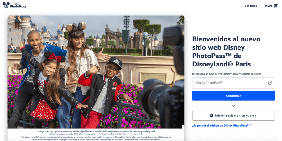 Página web del Disney PhotoPass de Disneyland Paris