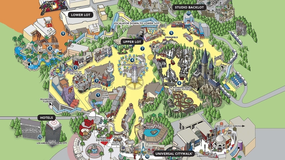 Map of Universal Studios Hollywood in California