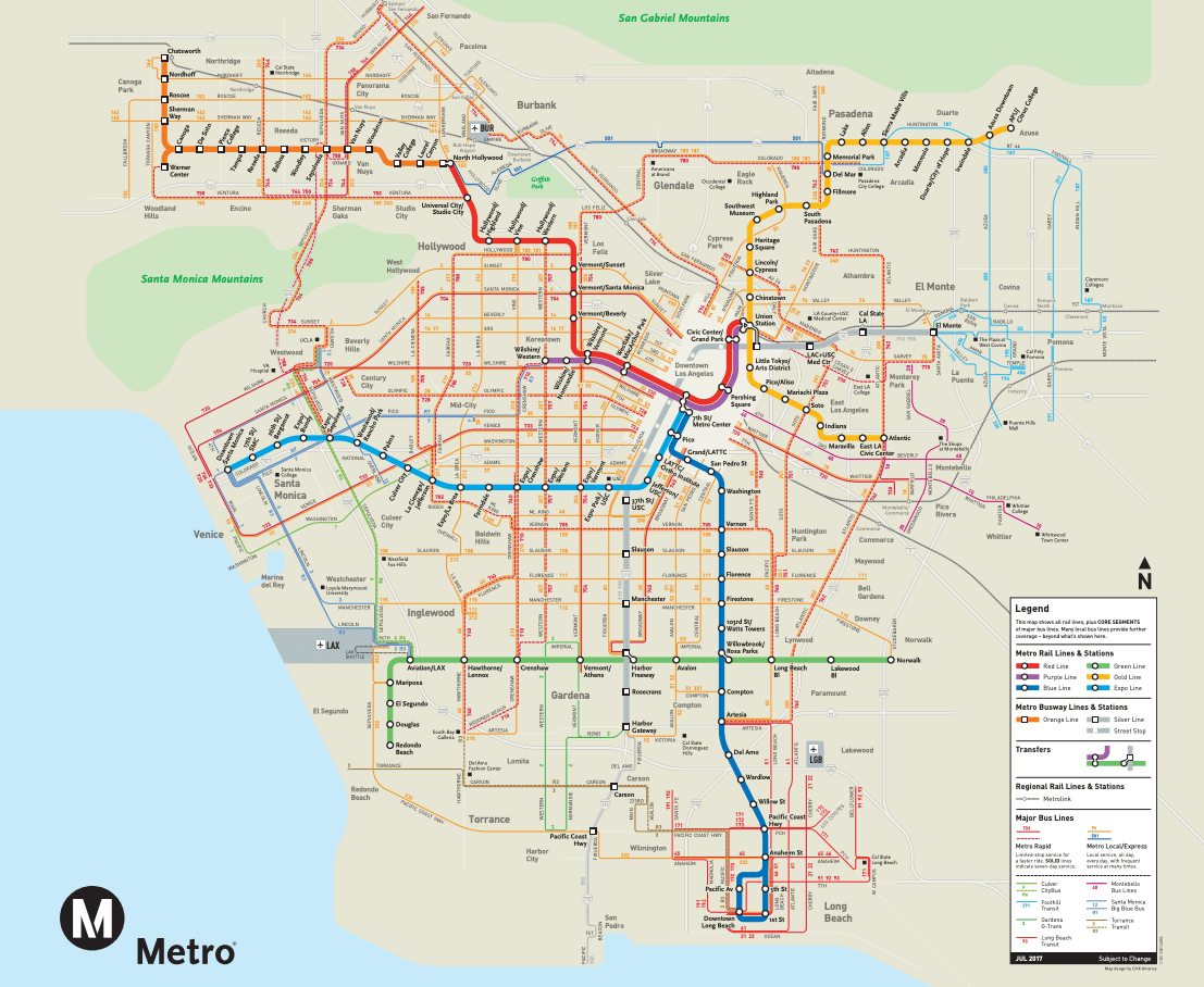 Mapa del metro de Los Ángeles en California