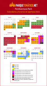 Calendario de apertura PortAventura Park 2021 v15