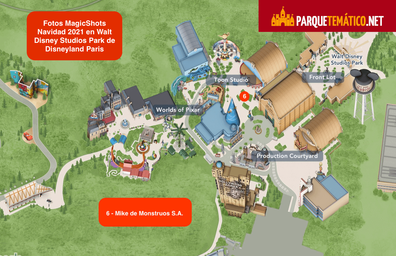 Mapa de fotos MagicShots en la navidad 2021 en Walt Disney Studios Park de Disneyland Paris