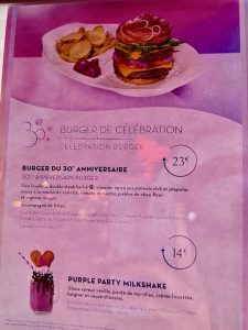 Menú 30 aniversario de Annettes Diner