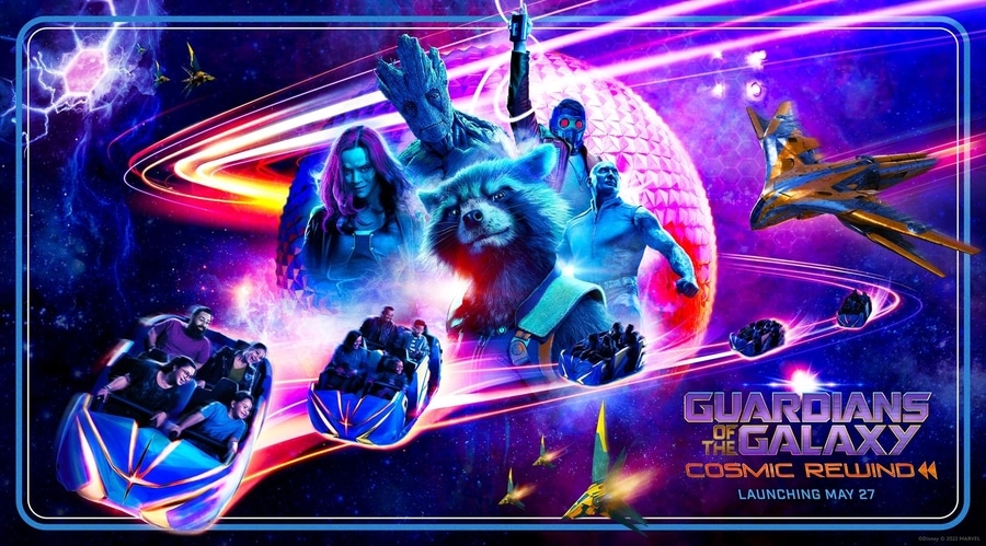 Imagen promocional de Guardians of the Galaxy Cosmic Rewind en EPCOT