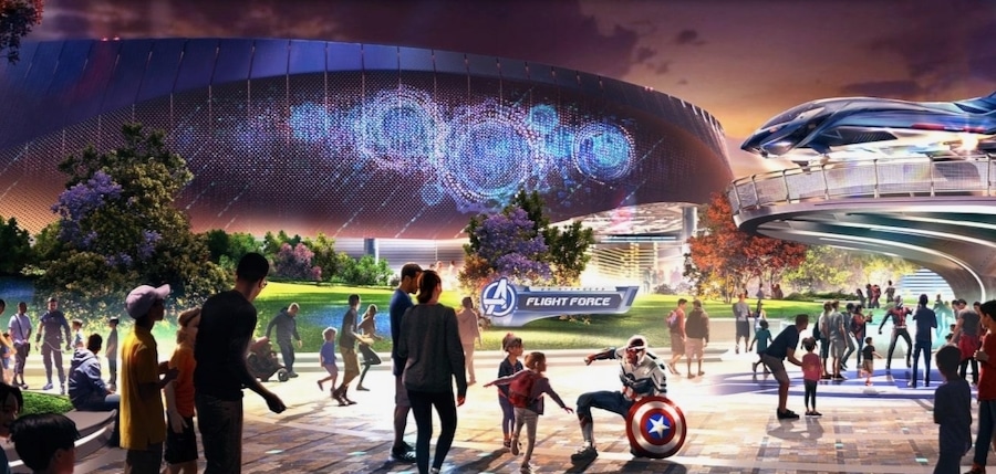 Vista general de Avengers Campus en Disneyland Paris