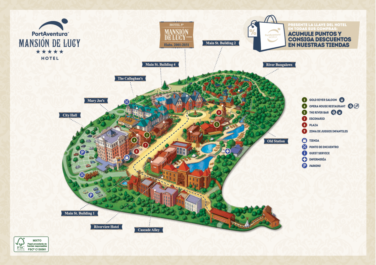 Mapa del Hotel Mansión de Lucy en PortAventura World