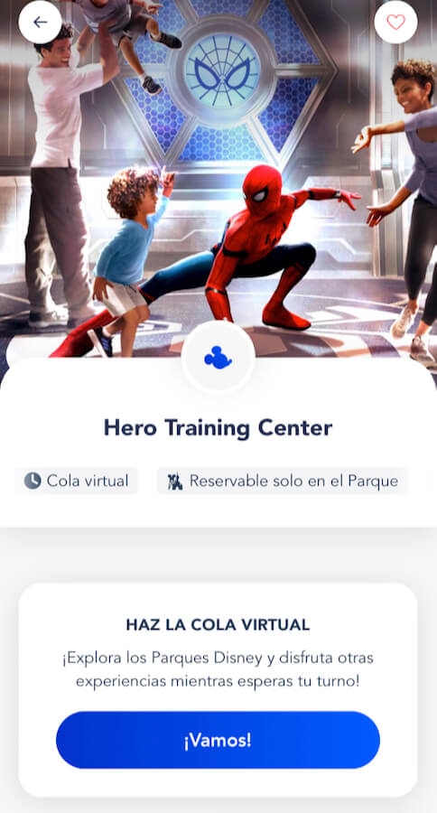 Cola virtual Hero Training Center 1 - pantalla inicial