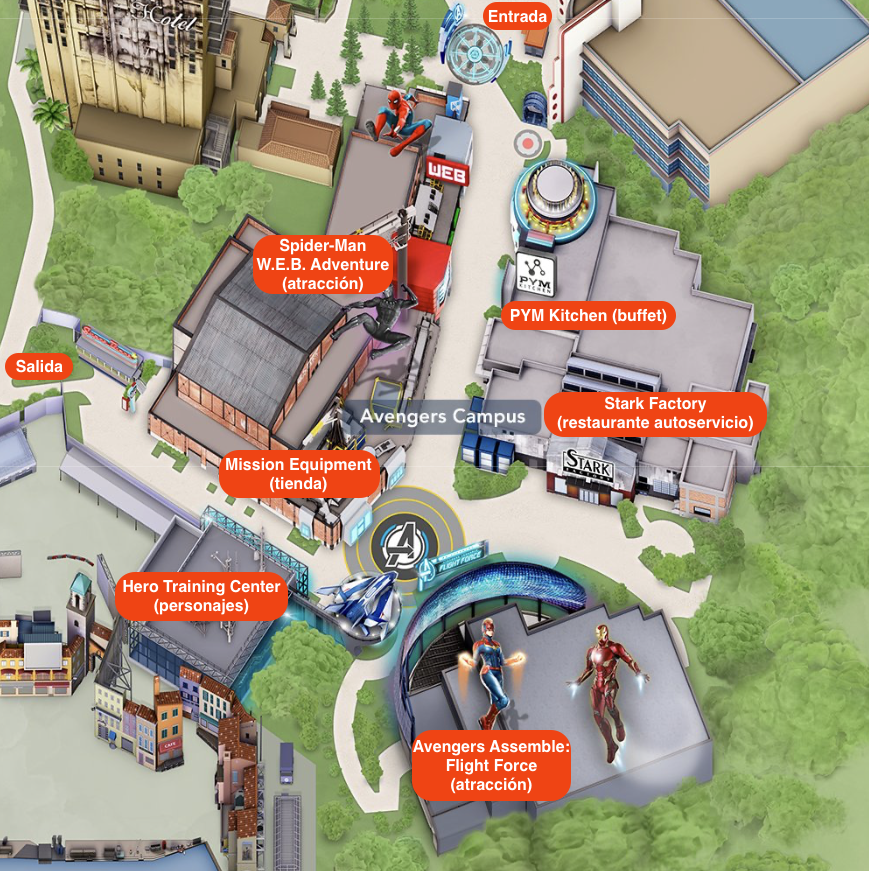 Mapa de Avengers Campus en Disneyland Paris