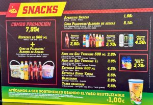 Stop&Go - Carta de snacks y bebidas 2023