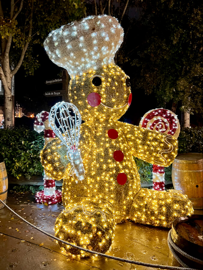 Hombre de gengibre iluminado Navidad Parque Warner