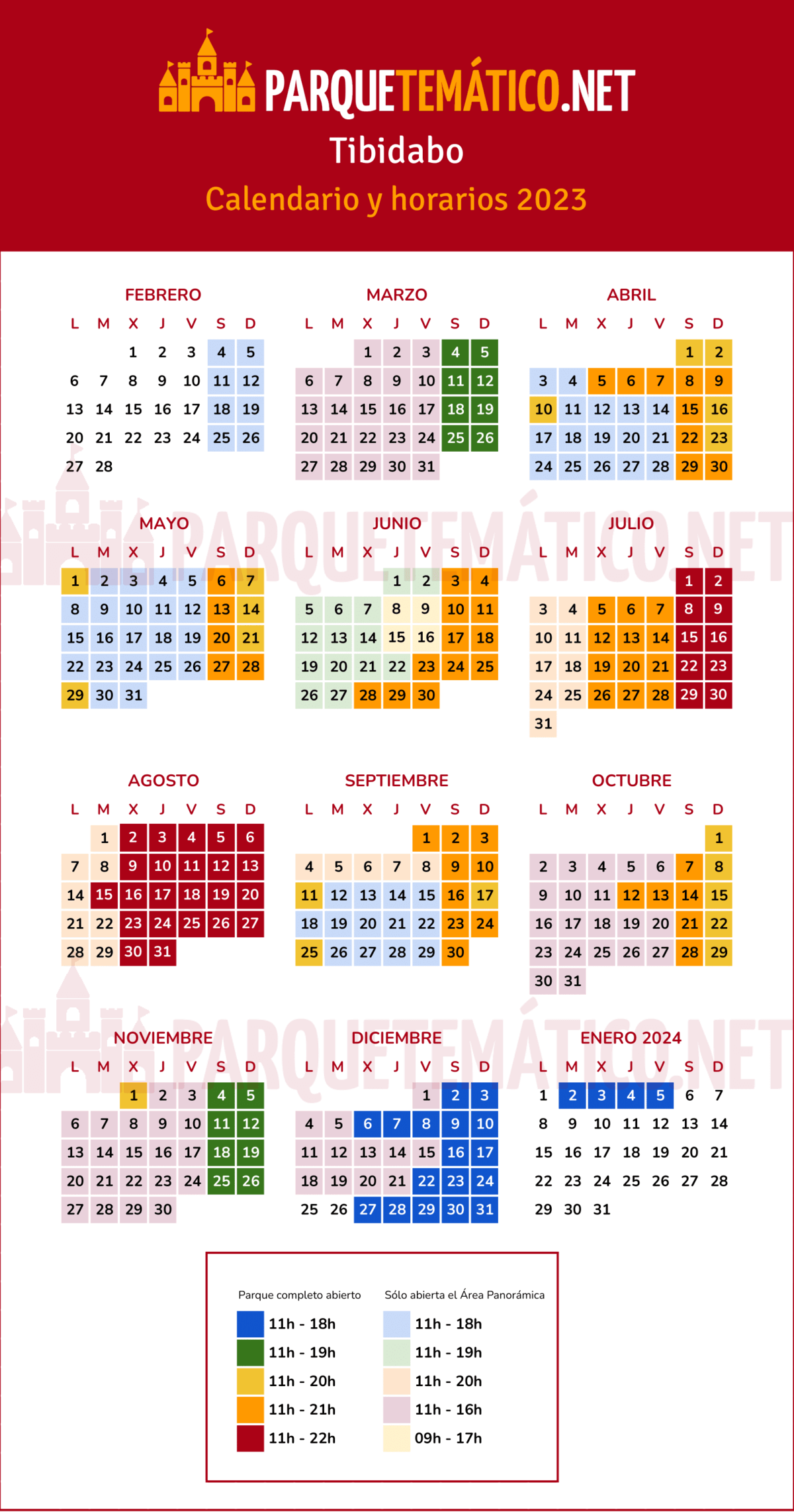 Calendario y horarios de Tibidabo 2023
