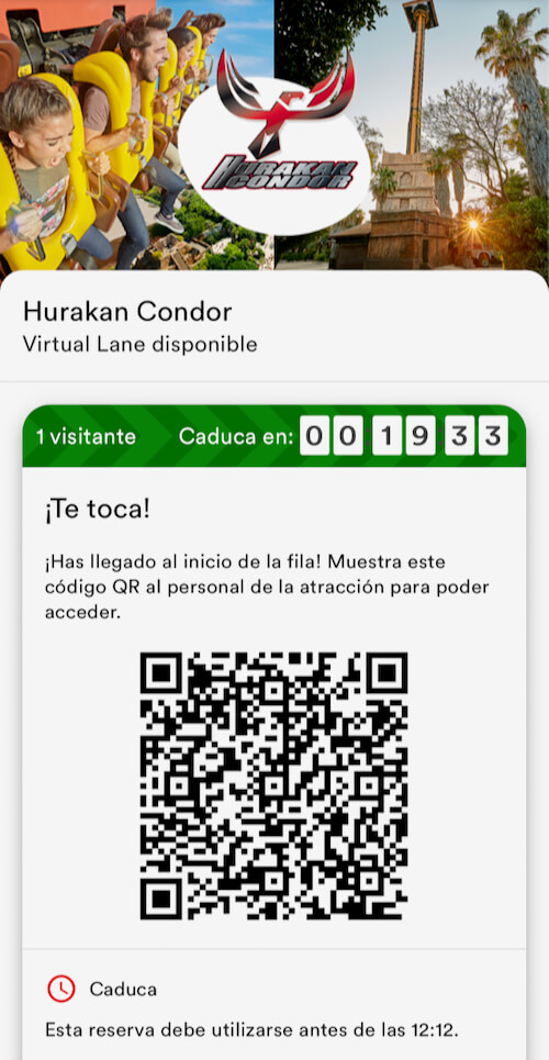 Virtual Lane PortAventura - QR de acceso