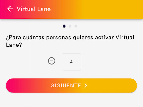 Virtual Lane PortAventura - elegir numero de personas
