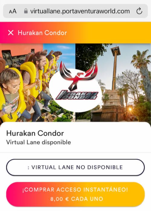 Express Cola Virtual Hurakan Condor PortAventura