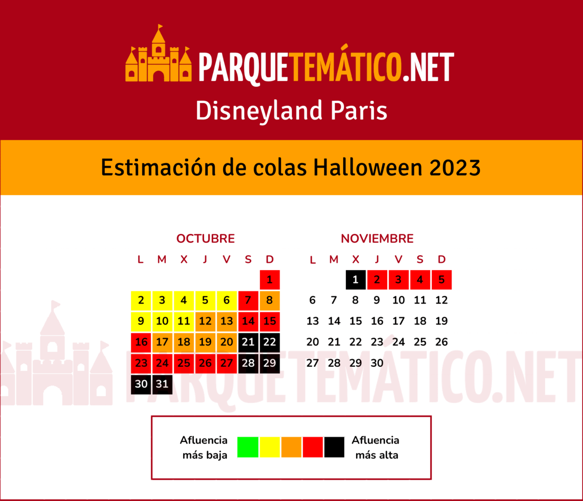 Calendario de Colas Halloween Disneyland Paris 2023