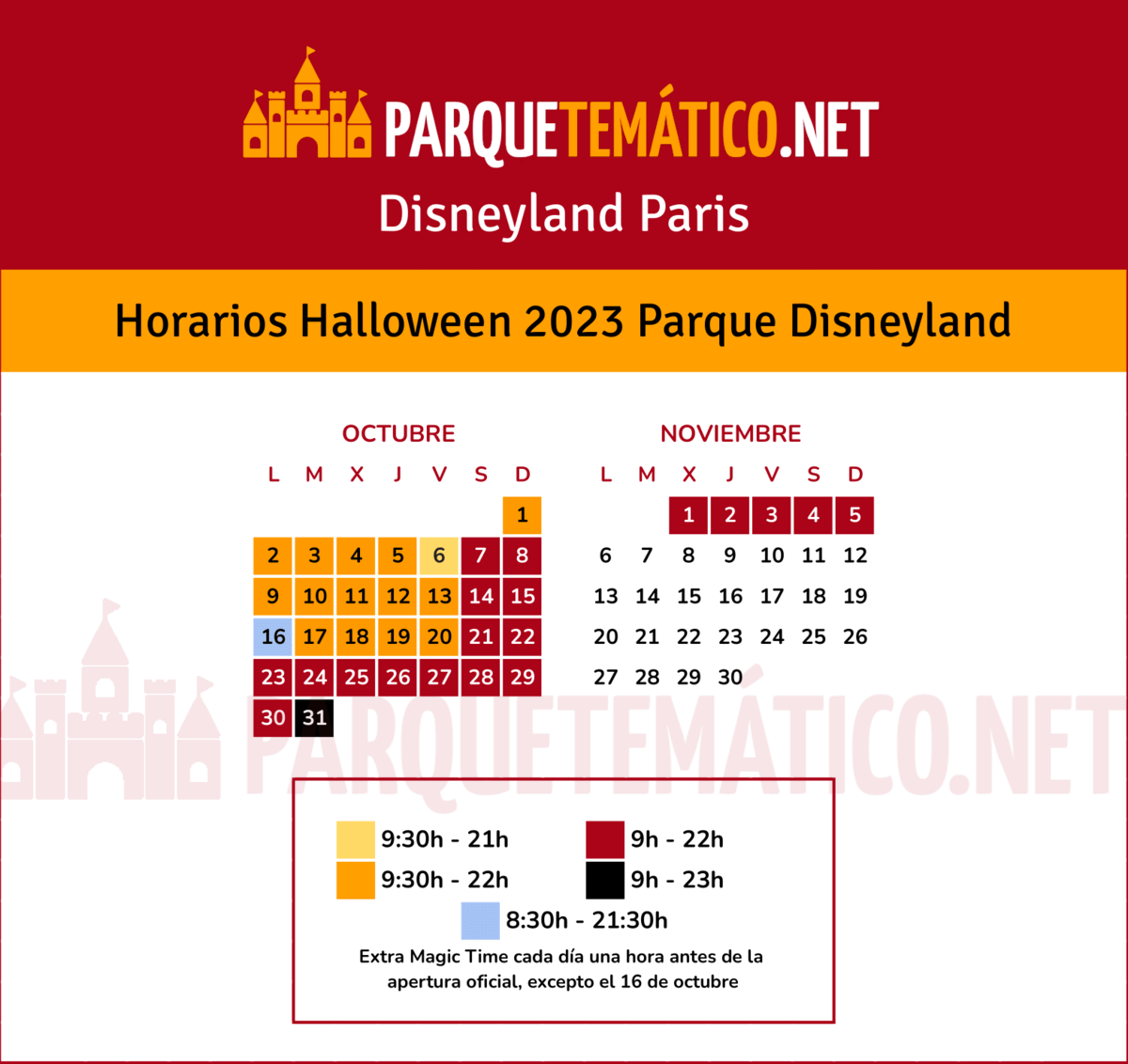 Calendario y Horarios de Halloween 2023 en Parque Disneyland de Disneyland Paris