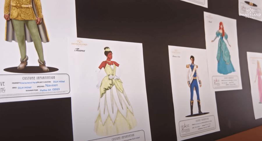 Diseños de los nuevos trajes de princesas y príncipes para el restaurante La Table de Lumière - Disneyland Hotel - Disneyland Paris