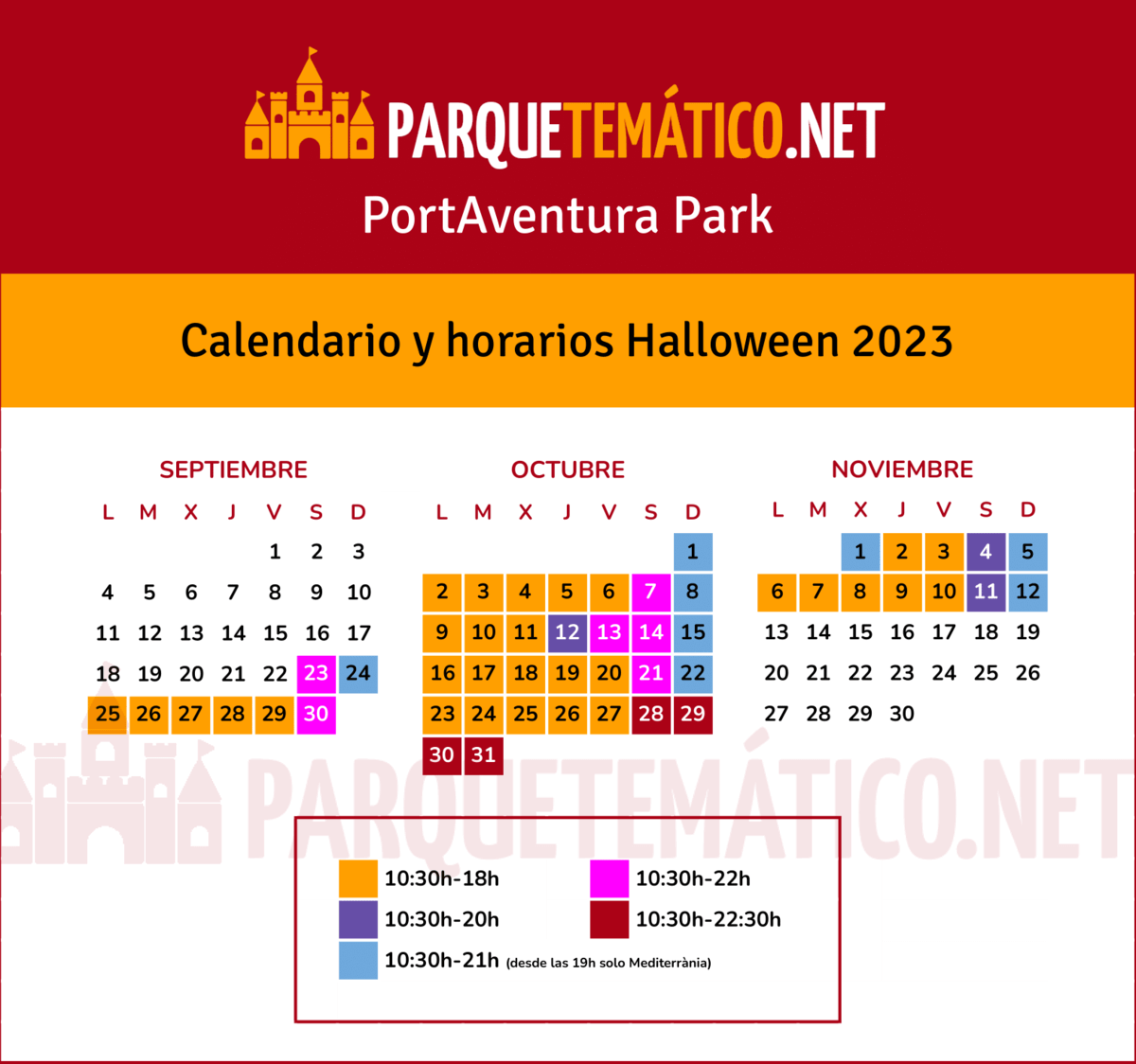 Calendario y horarios de apertura Halloween PortAventura 2023