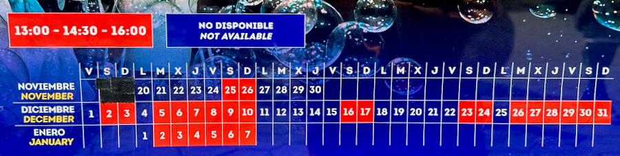 Calendario y horarios espectáculo Bubble Magic Christmas - Navidad PortAventura 2023