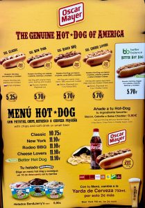 Menú Hot Dog 2024