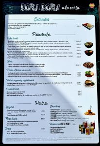 Bora Bora - Restaurante PortAventura - Carta 2024